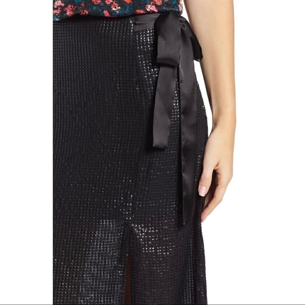Nwt Something Navy Sequin Wrap Midipartyskirt - image 4